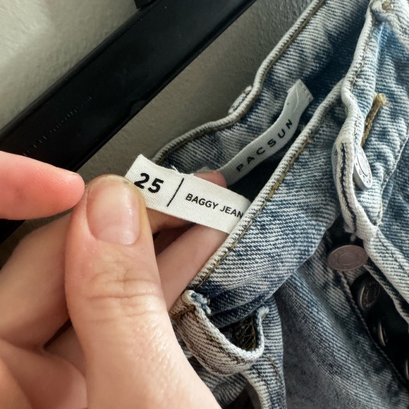 PacSun Light Blue Distressed baggy wide leg Women Jeans - Picture 3 of 4